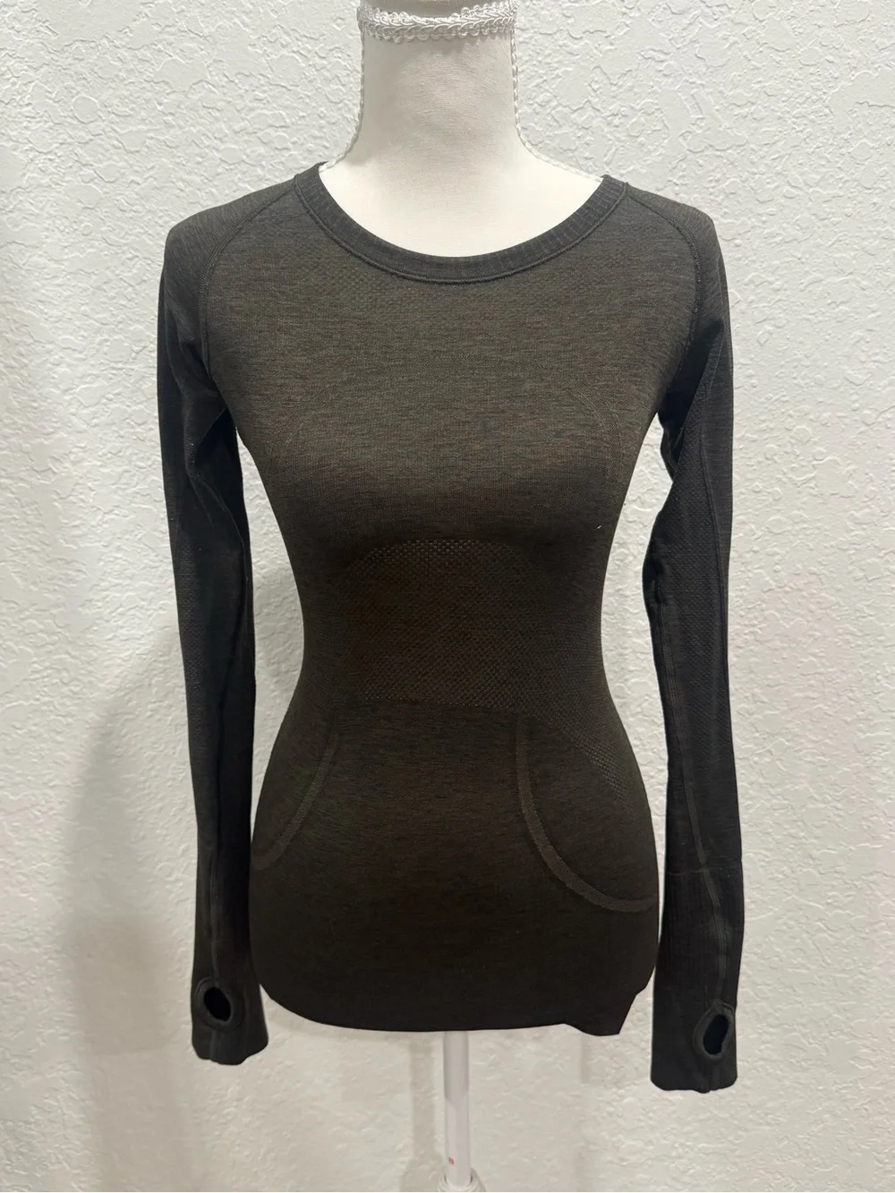 lululemon athletica Black/dark Greenish Seamless Long-Sleeve Active Top
